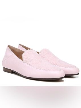 NEW Vionic Frieda Slip On Loafer Moc Driving Shoes Pink Shearling Leather